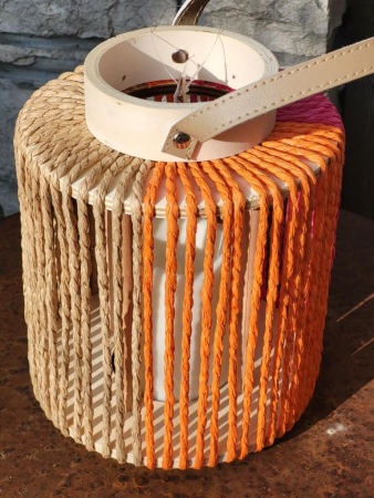 Preview: Boho LED Laterne Nista rund, pink-orange