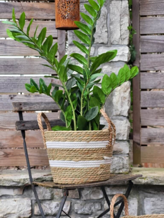 Preview: Boho Korbset 3-teilig, natur-weiß