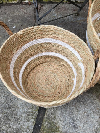 Preview: Boho Korbset 3-teilig, natur-weiß