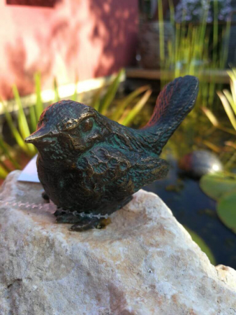 Vogel Bronzefigur Bronzevogel Gartenfigur Bronzeskulptur Dekofigur AMSELINA 