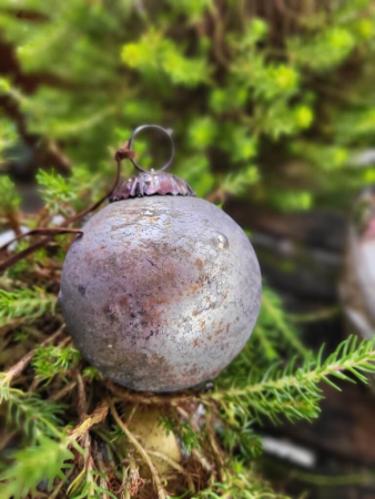 Preview: Christbaumkugel Athrios rund, braun-altgold, matt