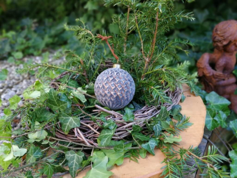 Preview: Christbaumkugel Babiole, Rauten, Rostoptik geeist