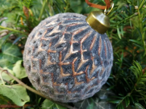 Preview: Christbaumkugel Babiole, Rauten, Rostoptik geeist