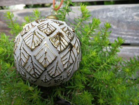 Preview: Christbaumkugel Mailo Due Blatt, creme-gold