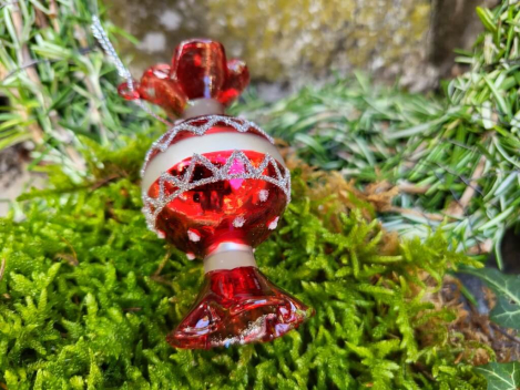 Christbaumkugel Bonbon rot, rund, Punkte