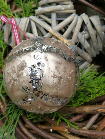 Preview: Christbaumkugel Cosmata Glitter, hellbraun