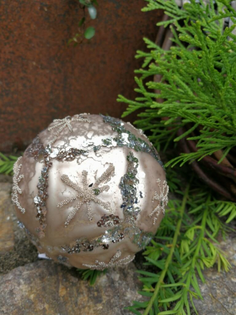 Preview: Christbaumkugel Cosmata Glitter, hellbraun