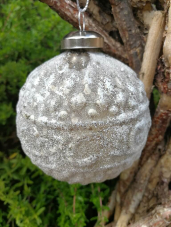 Christbaumkugel Barock, altsilber