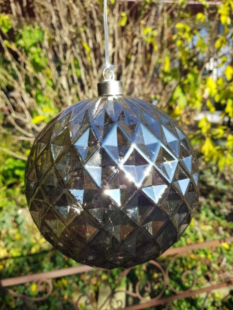 Preview: Christbaumkugel LED grau-silber