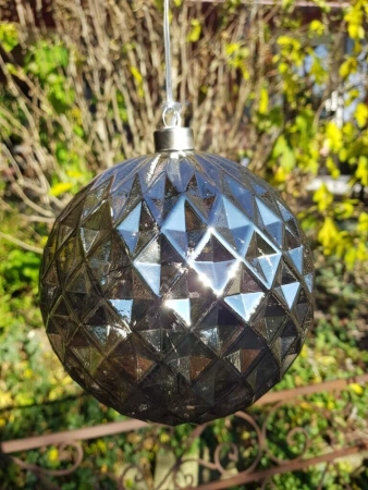 Christbaumkugel LED grau-silber