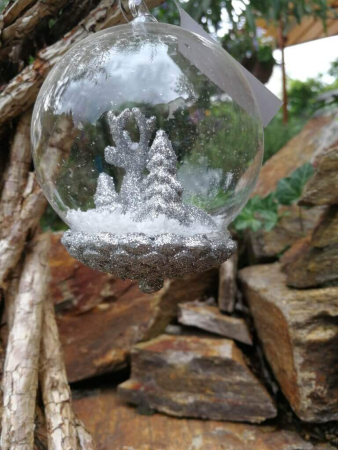 Christbaumkugel Hirsch silber