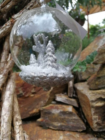 Christbaumkugel Hirsch silber
