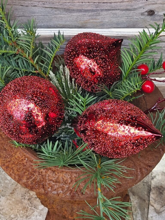 Preview: Christbaumkugel Kokkino, dunkelrot, Zwiebelförmig
