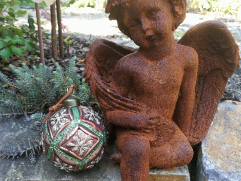 Preview: Christbaumkugel Maila, braun-grün, Stern Goldglitter