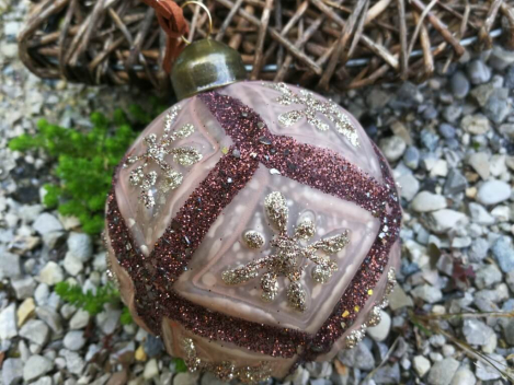 Preview: Christbaumkugel Maila, hellbraun, Stern gold