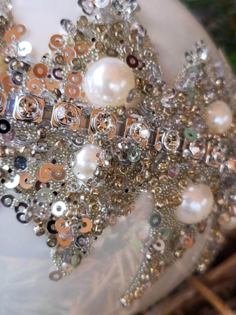 Preview: Weihnachtskugel Opulent, weiß-silber