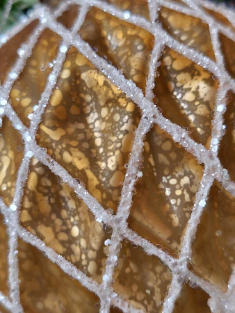 Preview: Christbaumkugel Pompös, Rauten gold mit weiß