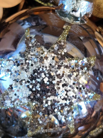 Christbaumkugel Glitzerstern, silber