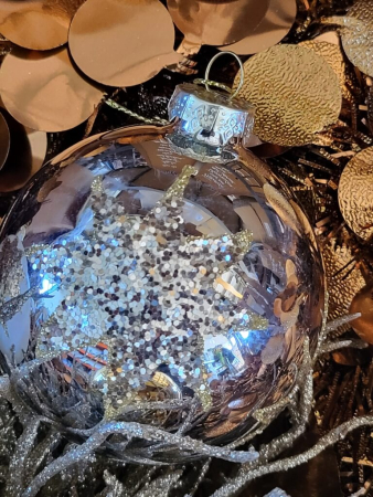 Christbaumkugel Glitzerstern, silber