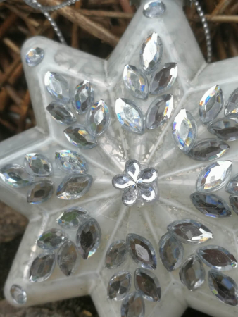 Preview: Christbaumkugel Stern Glitta, silber mit Straßdeko komplett