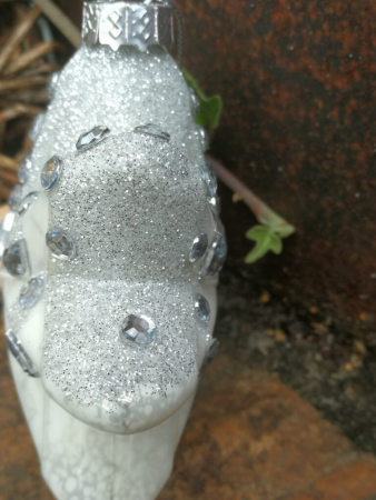 Preview: Christbaumkugel Stern Glitta, silber mit Straßdeko oben