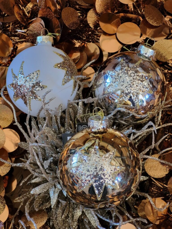 Preview: Christbaumkugel Glitzerstern, gold