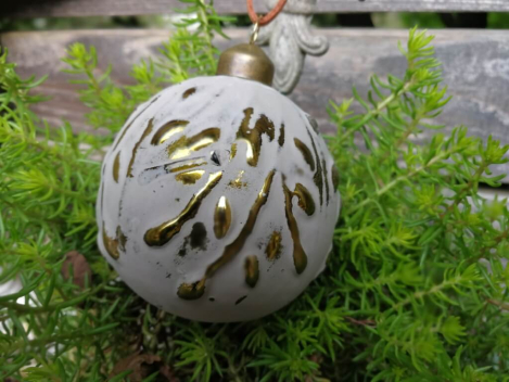 Preview: Christbaumkugel Mailo Uno Ranke, creme-gold