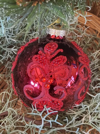 Christbaumkugel Oriana, Ornament Blüte glänzend, rot