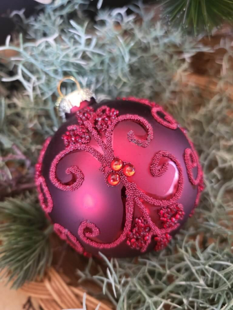 Christbaumkugel Oriana, Ornament Blüte matt, rot