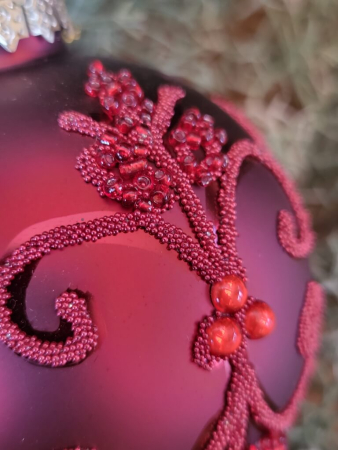 Preview: Christbaumkugel Oriana, Ornament Blüte matt, rot