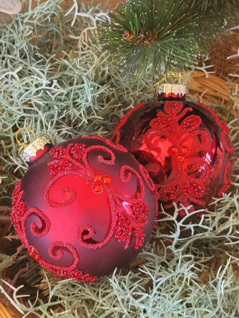 Christbaumkugel Oriana, Ornament Blüte glänzend, rot