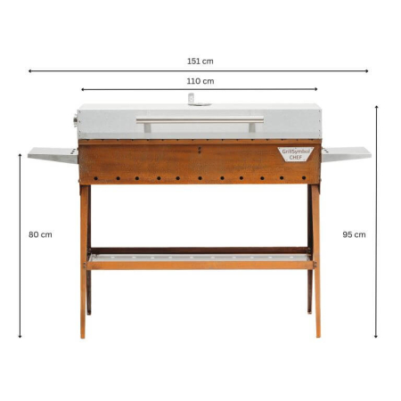Preview: Cortenstahl Edelrost Holzkohlegrill Chef XL