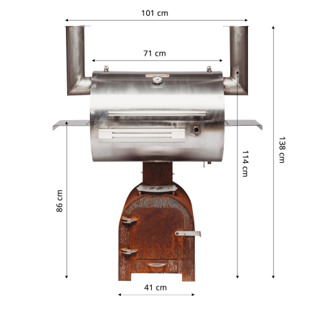 Cortenstahl Edelrost Smoker Holzkohlegrill Smoky Beast silver