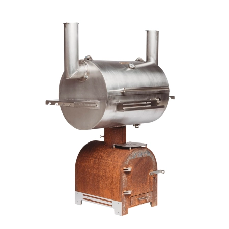Cortenstahl Edelrost Smoker Holzkohlegrill Smoky Beast silver