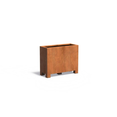 Edelrost Cortenstahl Pflanzgefäß Carrez mit Füßen rechteckig 100x40x80 cm
