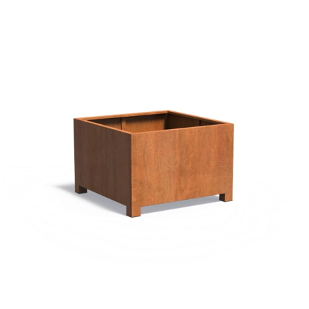 Edelrost Cortenstahl Pflanzgefäß Carrez mit Füßen quadratisch 120x120x80 cm