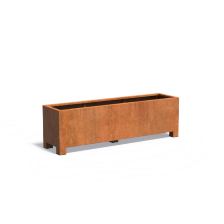Edelrost Cortenstahl Pflanzgefäß Carrez mit Füßen rechteckig 200x50x60 cm