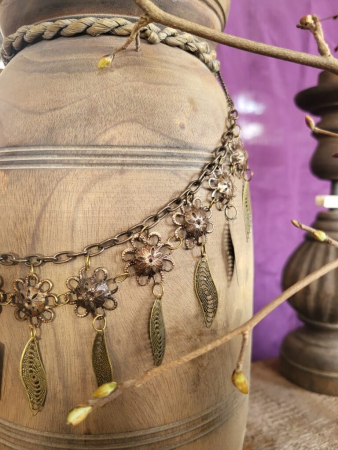 Deko Metall-Kette mit Federn