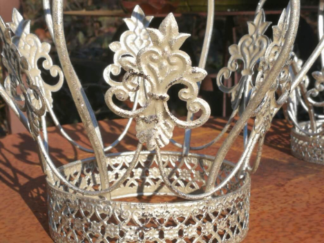 Preview: Dekokrone Teal, silber-glitzer