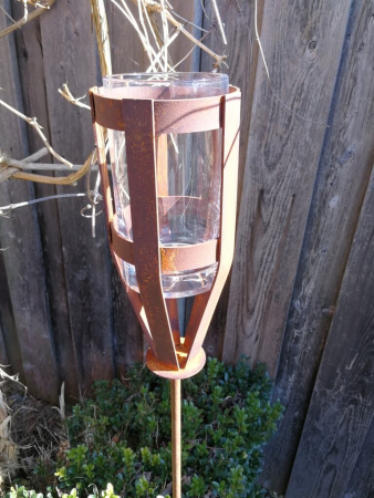 Edelrost Gartenfackel mit Glaswindlicht