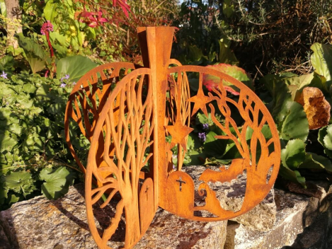 Preview: Edelrost Halloween Kürbis 3D, mit Friedhof