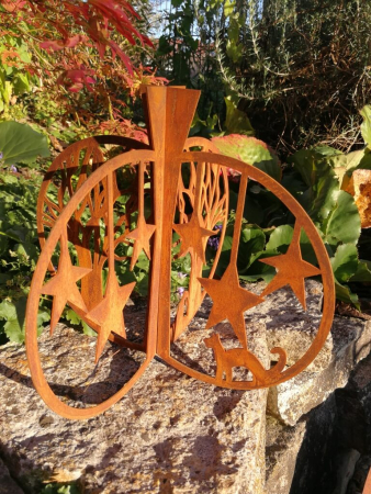 Edelrost Halloween Kürbis 3D, mit Sternen