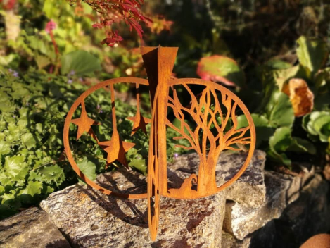 Preview: Edelrost Halloween Kürbis 3D, mit Sternen