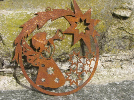 Edelrost Christbaumschmuck Engel mit Sternen