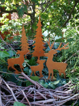 Edelrost Bastelset Winterstecker mit Hirsch, 5 teilig