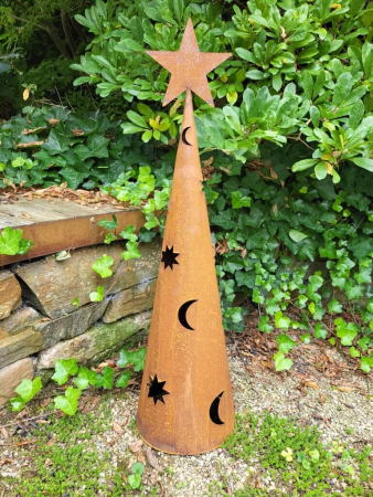 Edelrost Baum rund mit Mond und Sterne