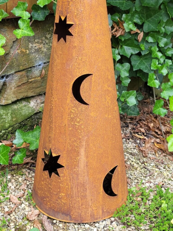 Edelrost Baum rund mit Mond und Sterne