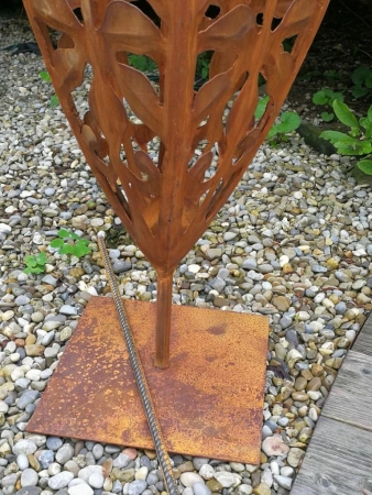 Edelrost Skulptur Blätterzapfen, 120 cm