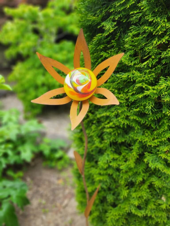 Edelrost Glasblume Ufo, gelb