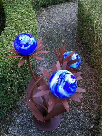 Edelrost Glasblume Distel, blau